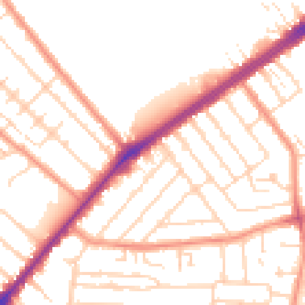 Daytime road noise heatmap for HU9 3DH