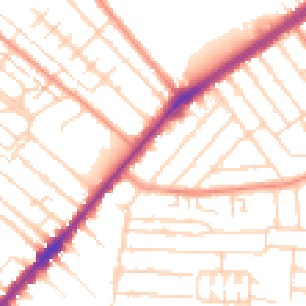 Daytime road noise heatmap for HU9 3DP