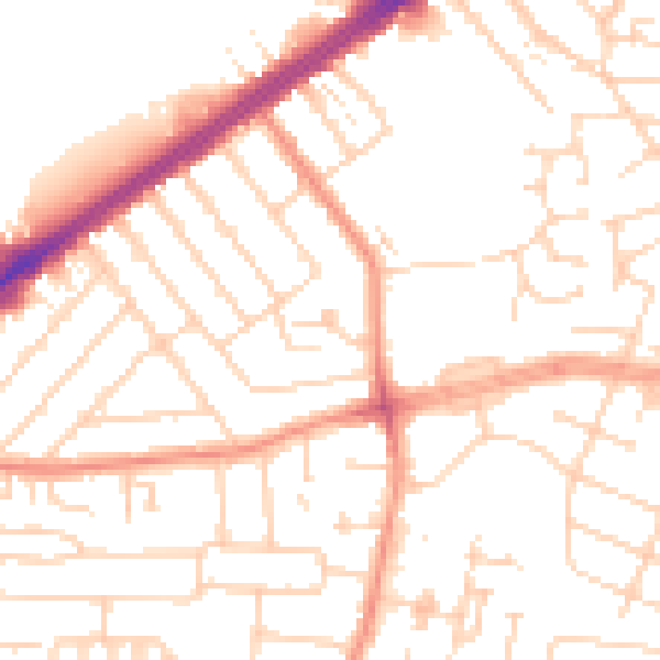Daytime road noise heatmap for HU9 3ED