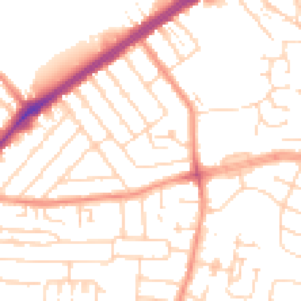 Daytime road noise heatmap for HU9 3EE