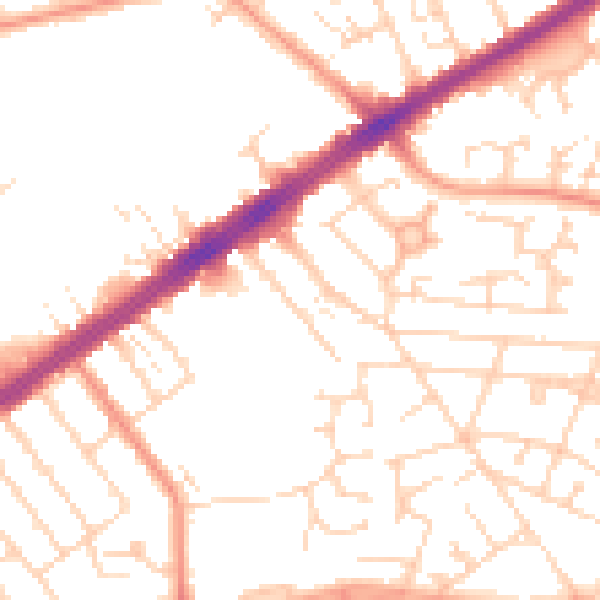 Daytime road noise heatmap for HU9 3JS