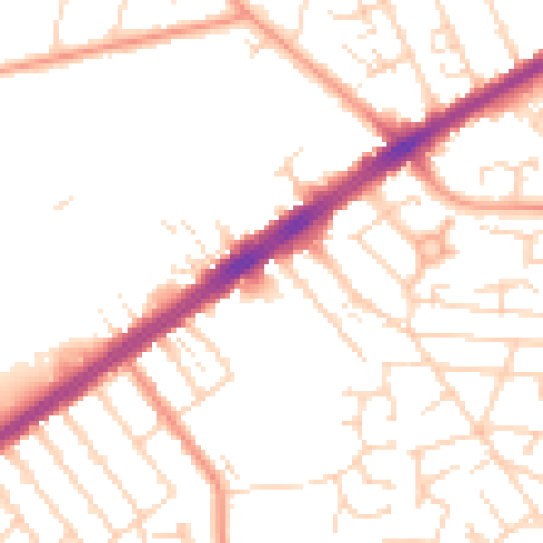 Daytime road noise heatmap for HU9 3LL