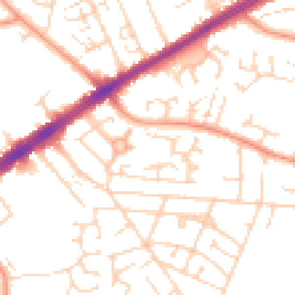 Daytime road noise heatmap for HU9 3PN