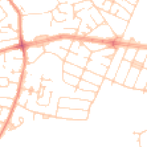 Daytime road noise heatmap for HU9 3SN