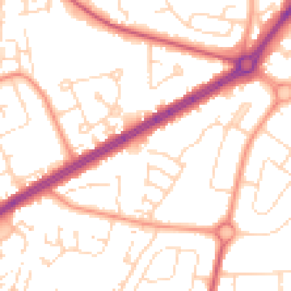 Daytime road noise heatmap for HU9 4AD