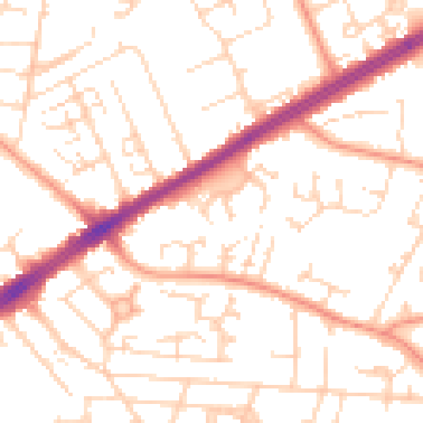 Daytime road noise heatmap for HU9 4AN