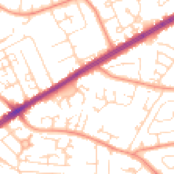 Daytime road noise heatmap for HU9 4AQ
