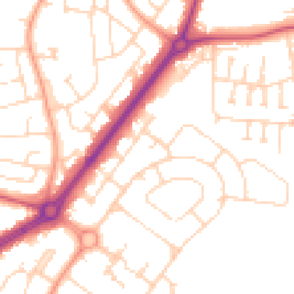 Daytime road noise heatmap for HU9 4BE