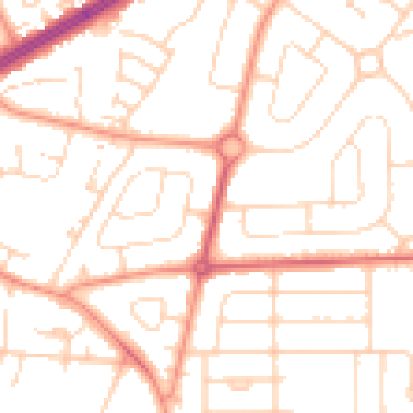 Daytime road noise heatmap for HU9 4SL