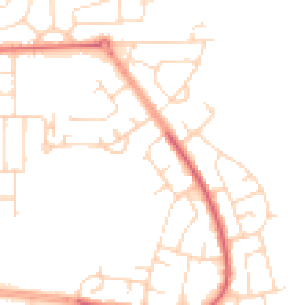 Daytime road noise heatmap for HU9 5BN