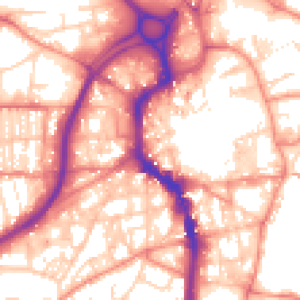 Daytime road noise heatmap for HX1 1HA