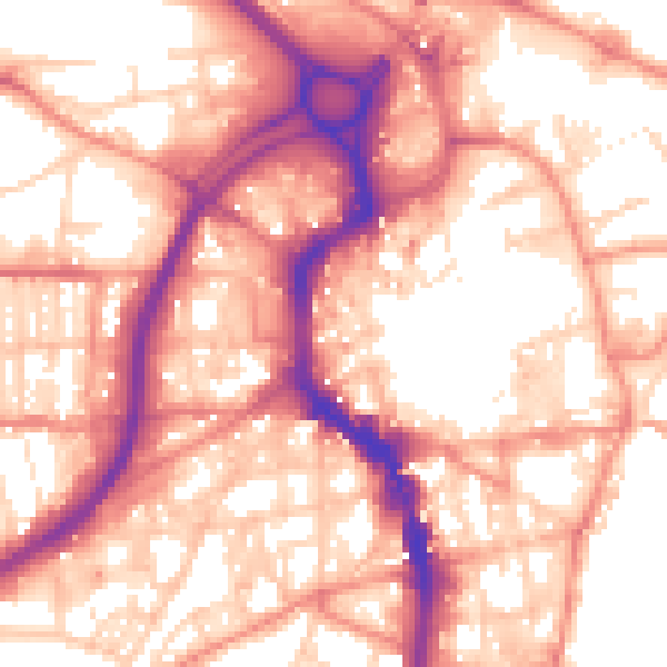 Daytime road noise heatmap for HX1 1HB