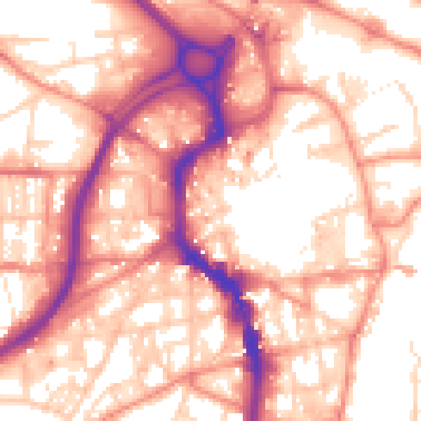 Daytime road noise heatmap for HX1 1HF