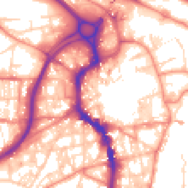 Daytime road noise heatmap for HX1 1HJ