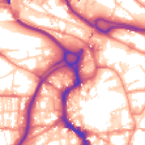 Daytime road noise heatmap for HX1 1YN
