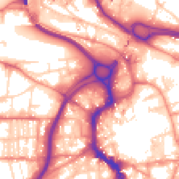 Daytime road noise heatmap for HX1 1YP