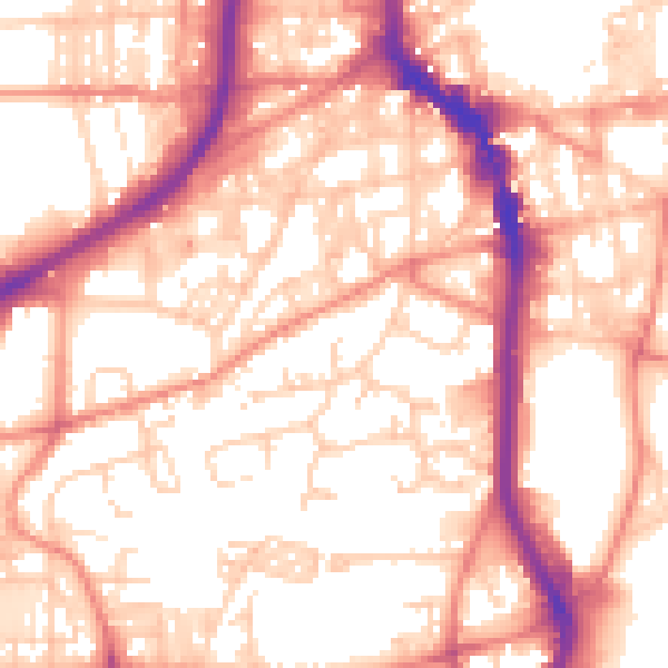 Daytime road noise heatmap for HX1 2AR