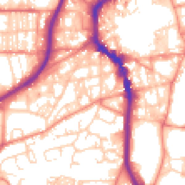 Daytime road noise heatmap for HX1 2AZ