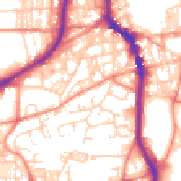 Daytime road noise heatmap for HX1 2BA