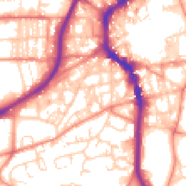 Daytime road noise heatmap for HX1 2BD