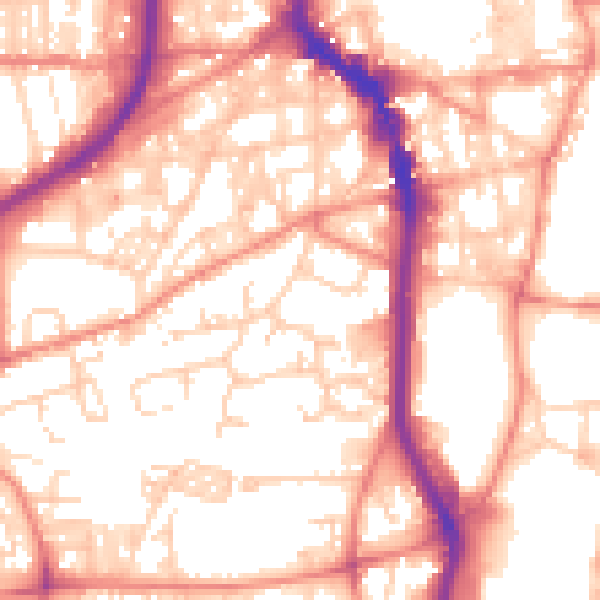 Daytime road noise heatmap for HX1 2BN