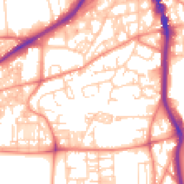 Daytime road noise heatmap for HX1 2BT