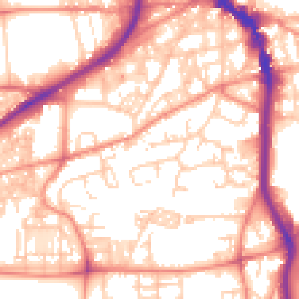 Daytime road noise heatmap for HX1 2BU