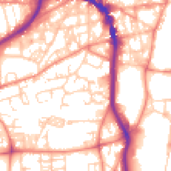Daytime road noise heatmap for HX1 2BX