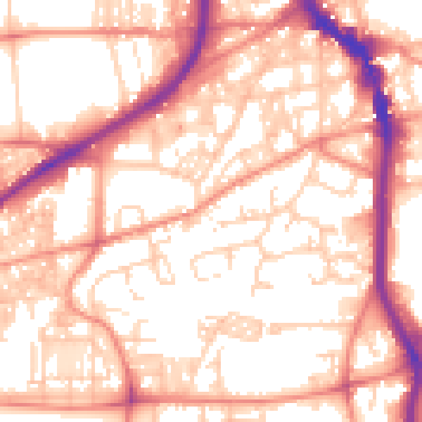 Daytime road noise heatmap for HX1 2DD