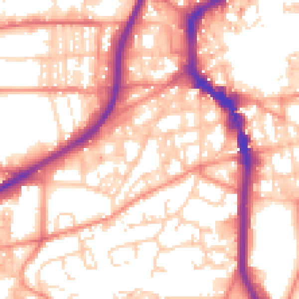 Daytime road noise heatmap for HX1 2EJ