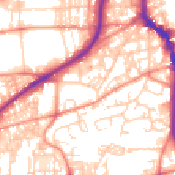 Daytime road noise heatmap for HX1 2ER