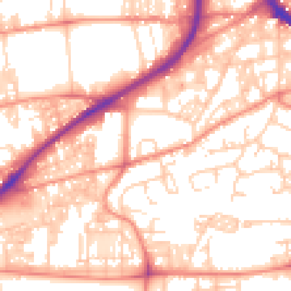 Daytime road noise heatmap for HX1 2EU