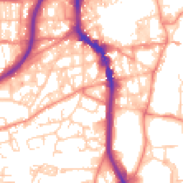 Daytime road noise heatmap for HX1 2GX