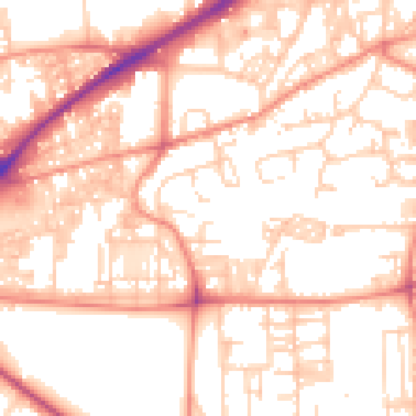 Daytime road noise heatmap for HX1 2HF