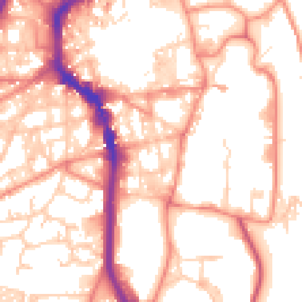Daytime road noise heatmap for HX1 2LE