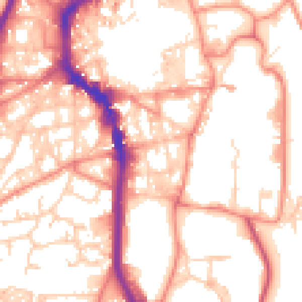 Daytime road noise heatmap for HX1 2LF