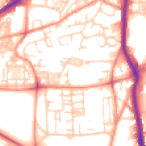 Daytime road noise heatmap for HX1 2NL
