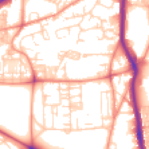 Daytime road noise heatmap for HX1 2NN