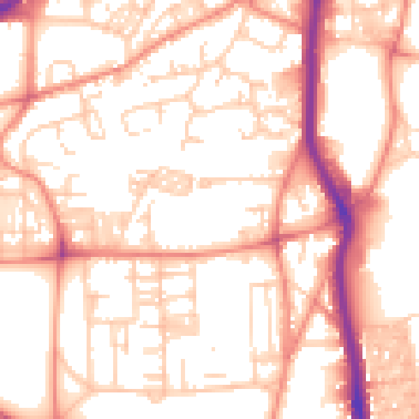 Daytime road noise heatmap for HX1 2NT