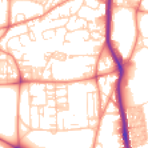 Daytime road noise heatmap for HX1 2NU