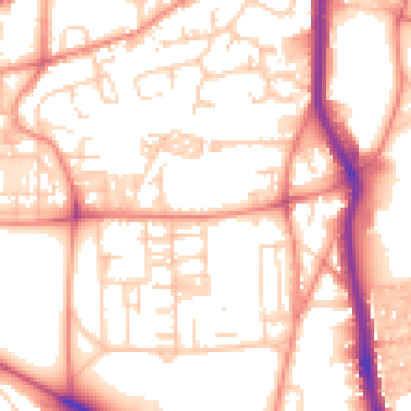 Daytime road noise heatmap for HX1 2NW