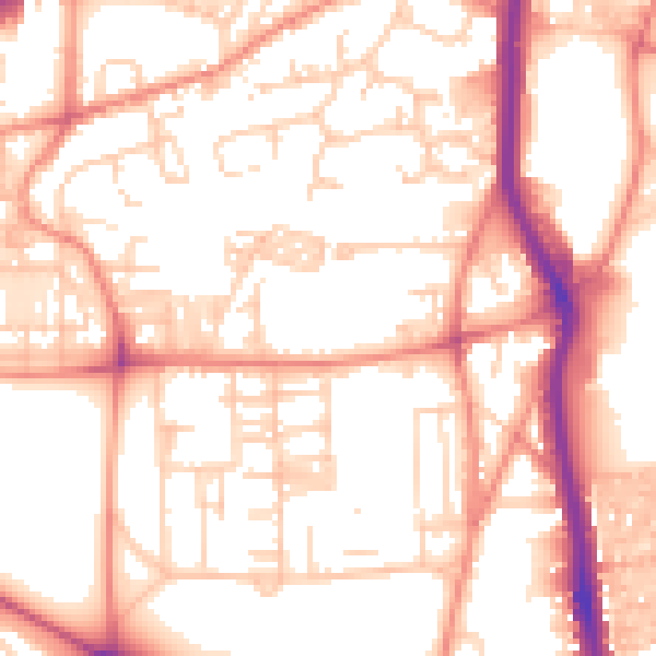 Daytime road noise heatmap for HX1 2NX