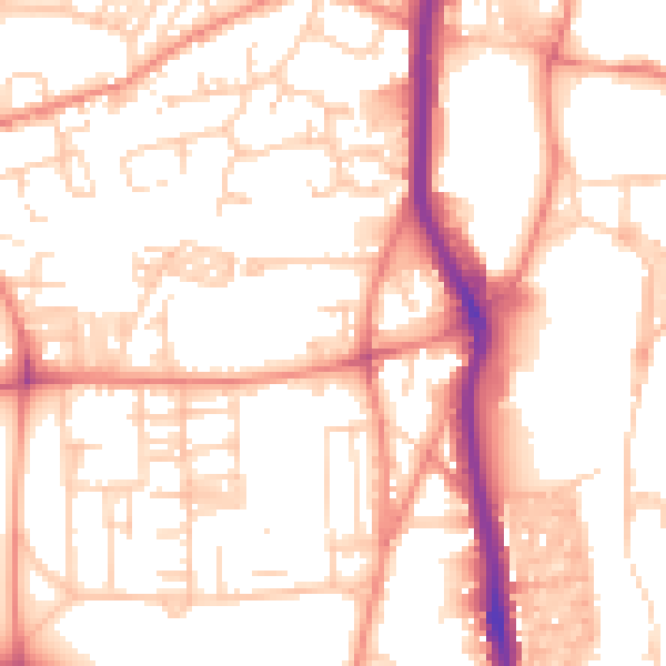 Daytime road noise heatmap for HX1 2NZ