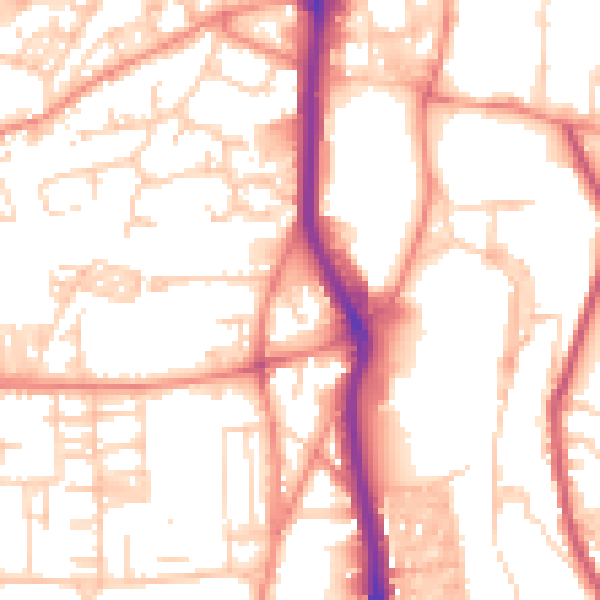 Daytime road noise heatmap for HX1 2PP