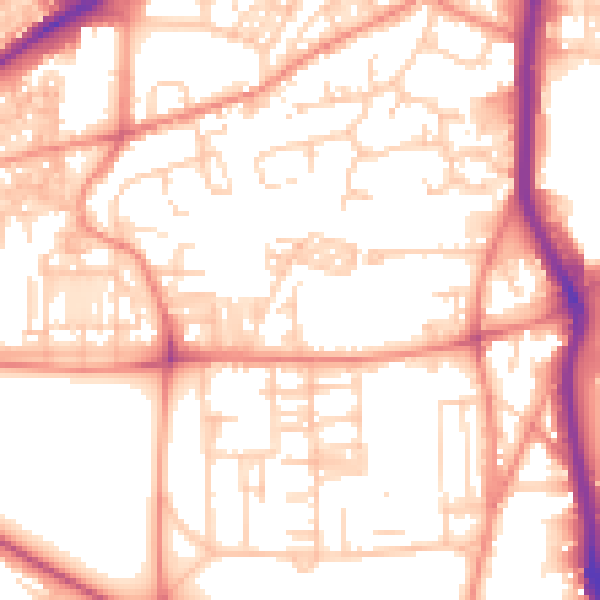 Daytime road noise heatmap for HX1 2QB