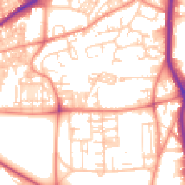 Daytime road noise heatmap for HX1 2QJ