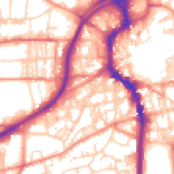 Daytime road noise heatmap for HX1 2SA