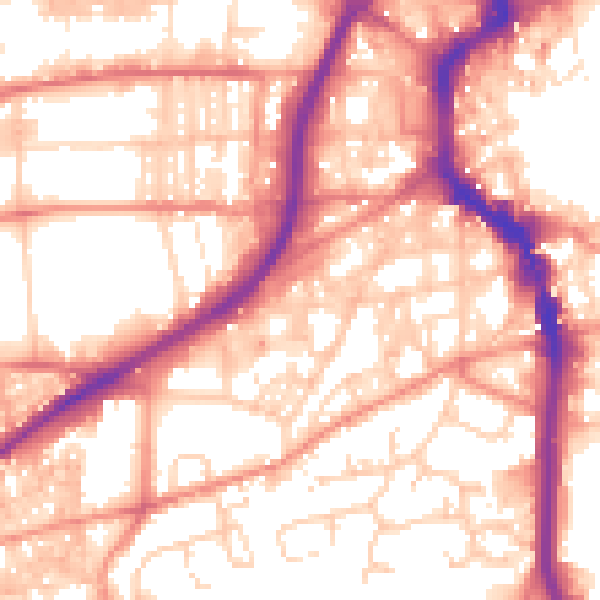 Daytime road noise heatmap for HX1 2TD