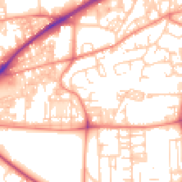 Daytime road noise heatmap for HX1 2XW