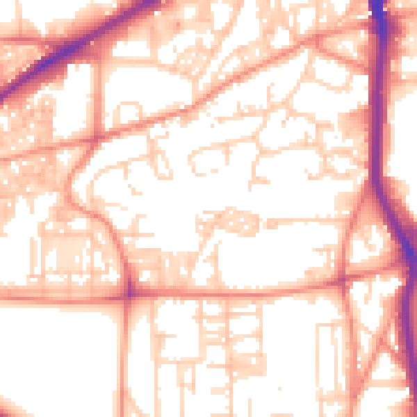 Daytime road noise heatmap for HX1 2YJ